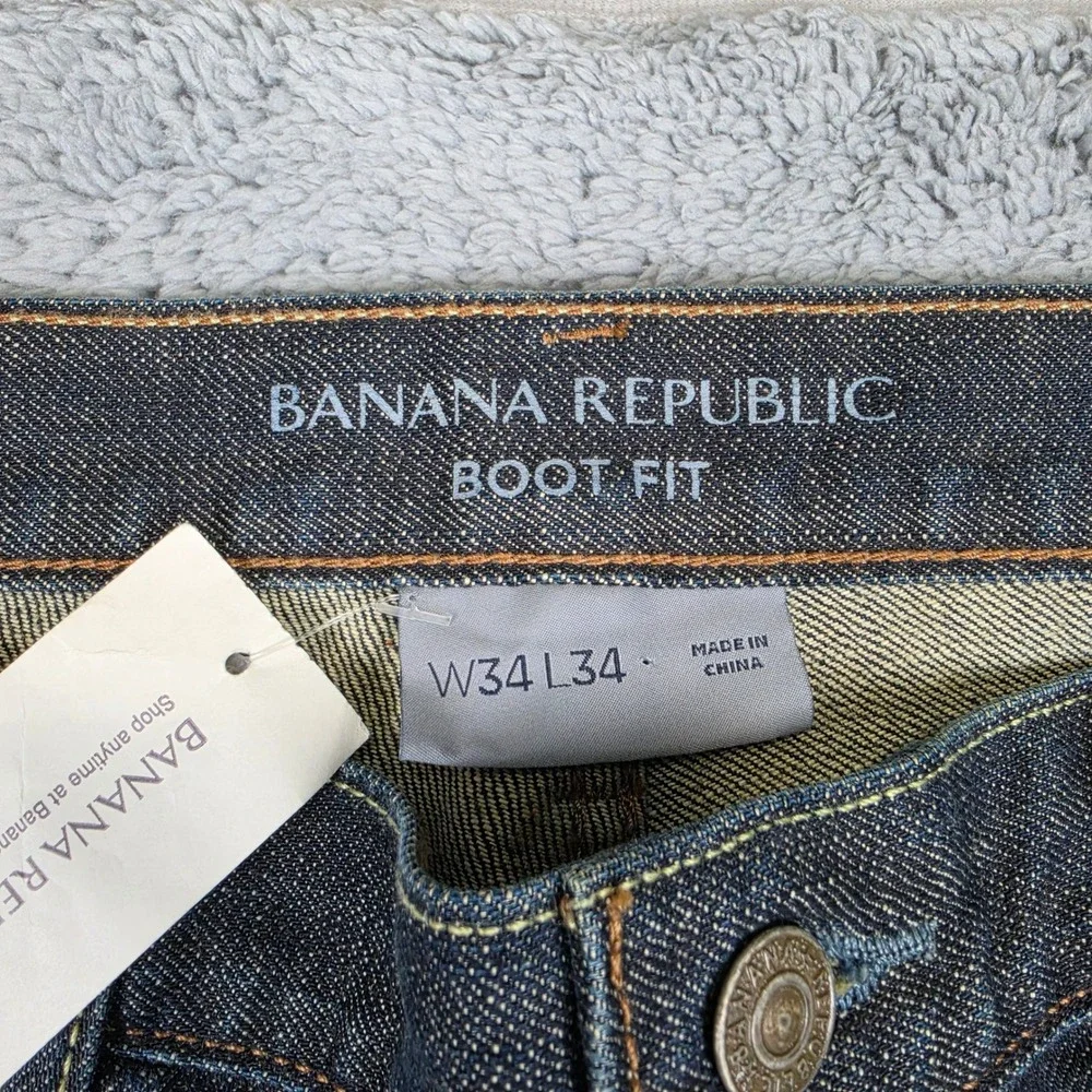 Banana Republic Bootcut Jeans Men 34x30 Dark Wash Blue Cotton Western Cowboy NWT